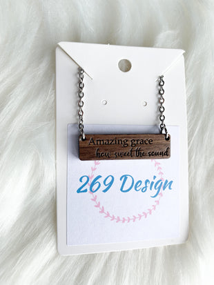 Amazing Grace (How Sweet the Sound) Bar Necklace