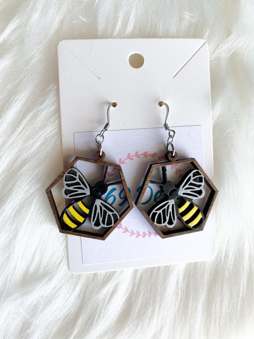 Bee Hexagon Dangles