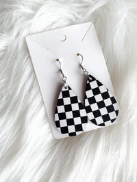 Black and White Checkered Teardrops