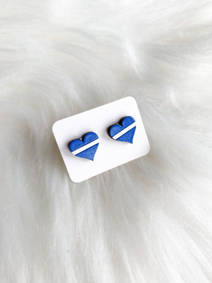 Blue Heart, Thin White Line Studs (EMT/Paramedic)