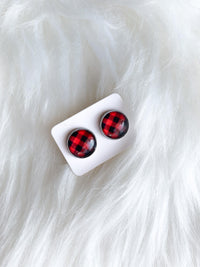 Buffalo Plaid Stud (12mm) - Red and Black