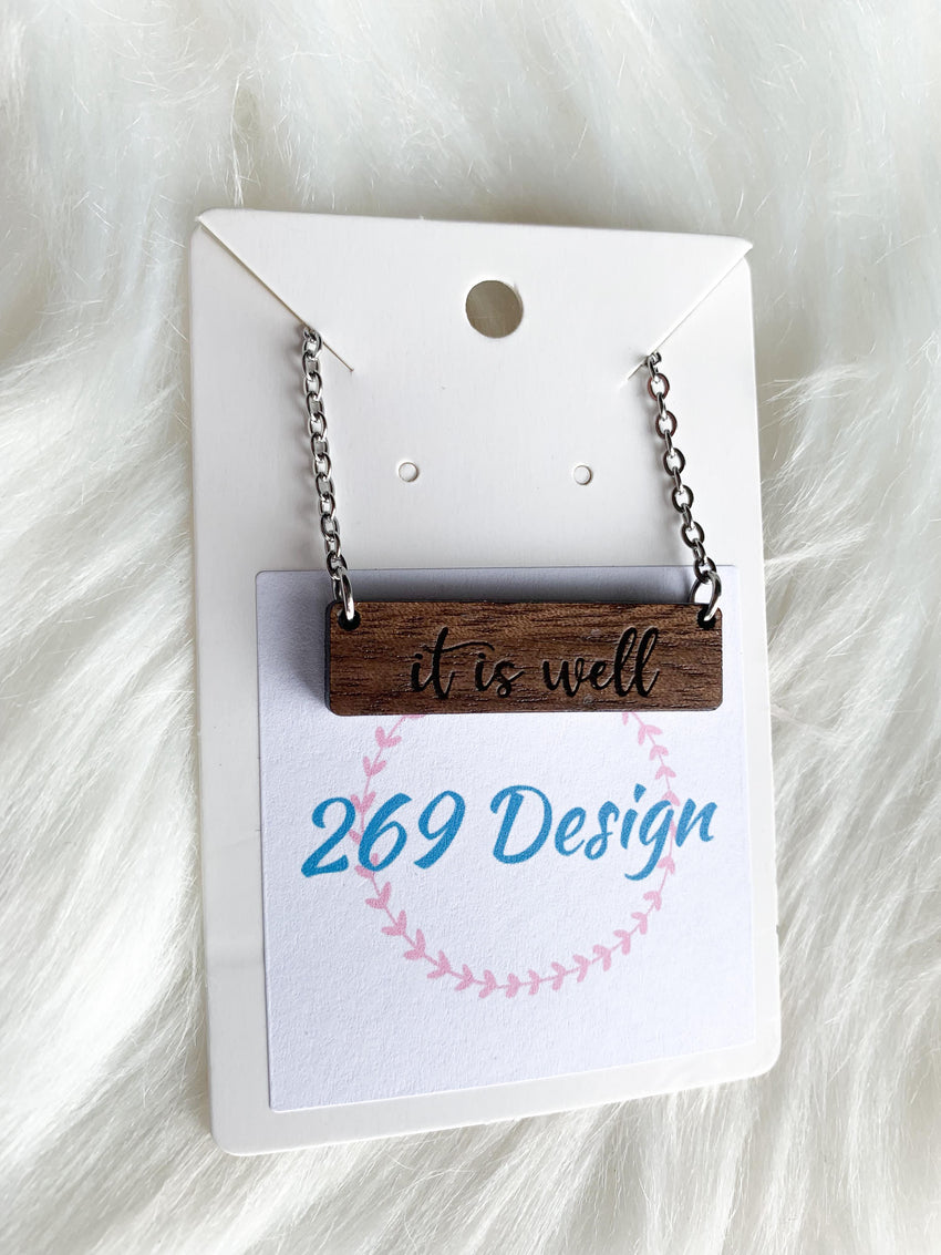 "It Is Well" Bar Necklace