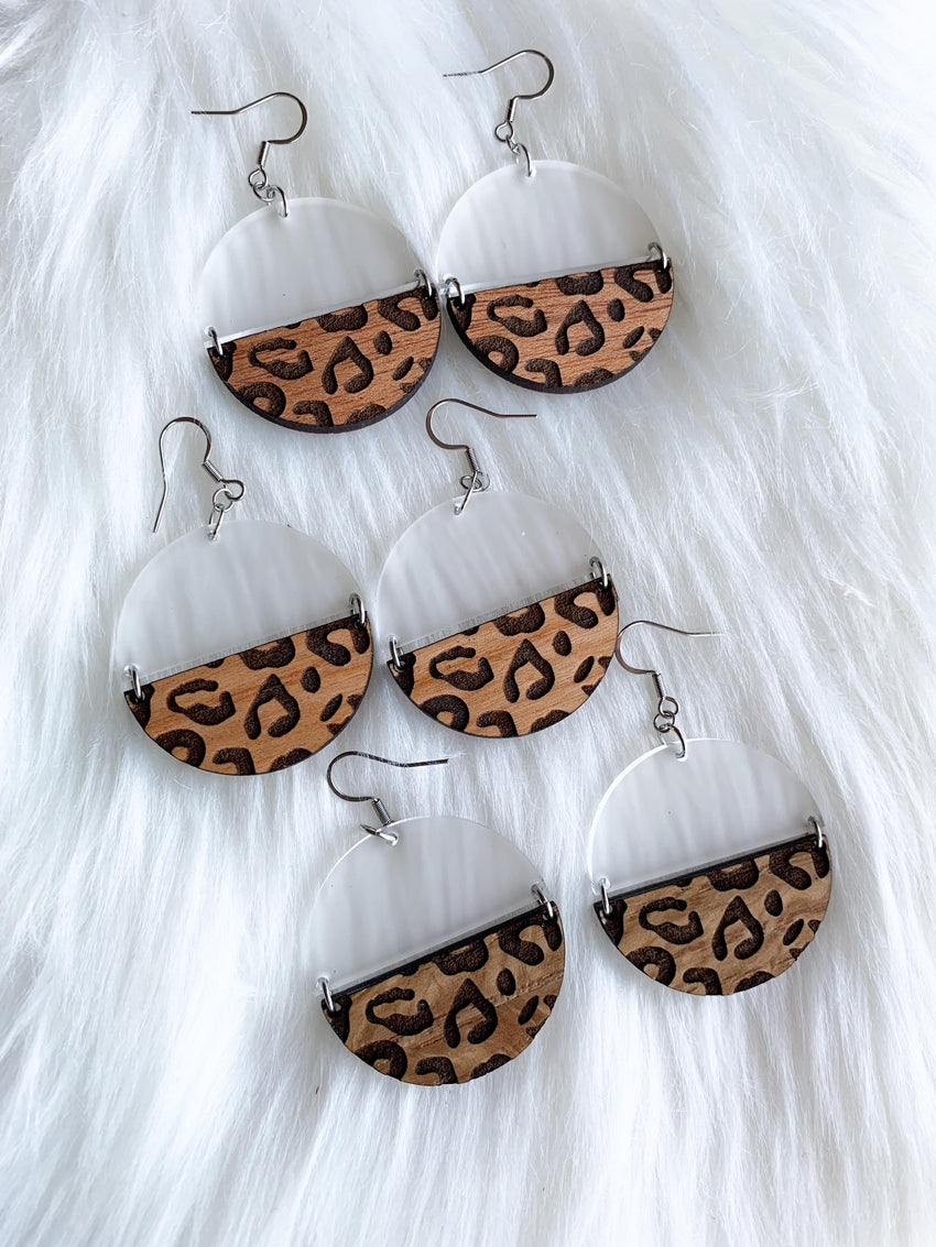 Engraved Leopard Print (Large Print) - Stacked Circle Dangles