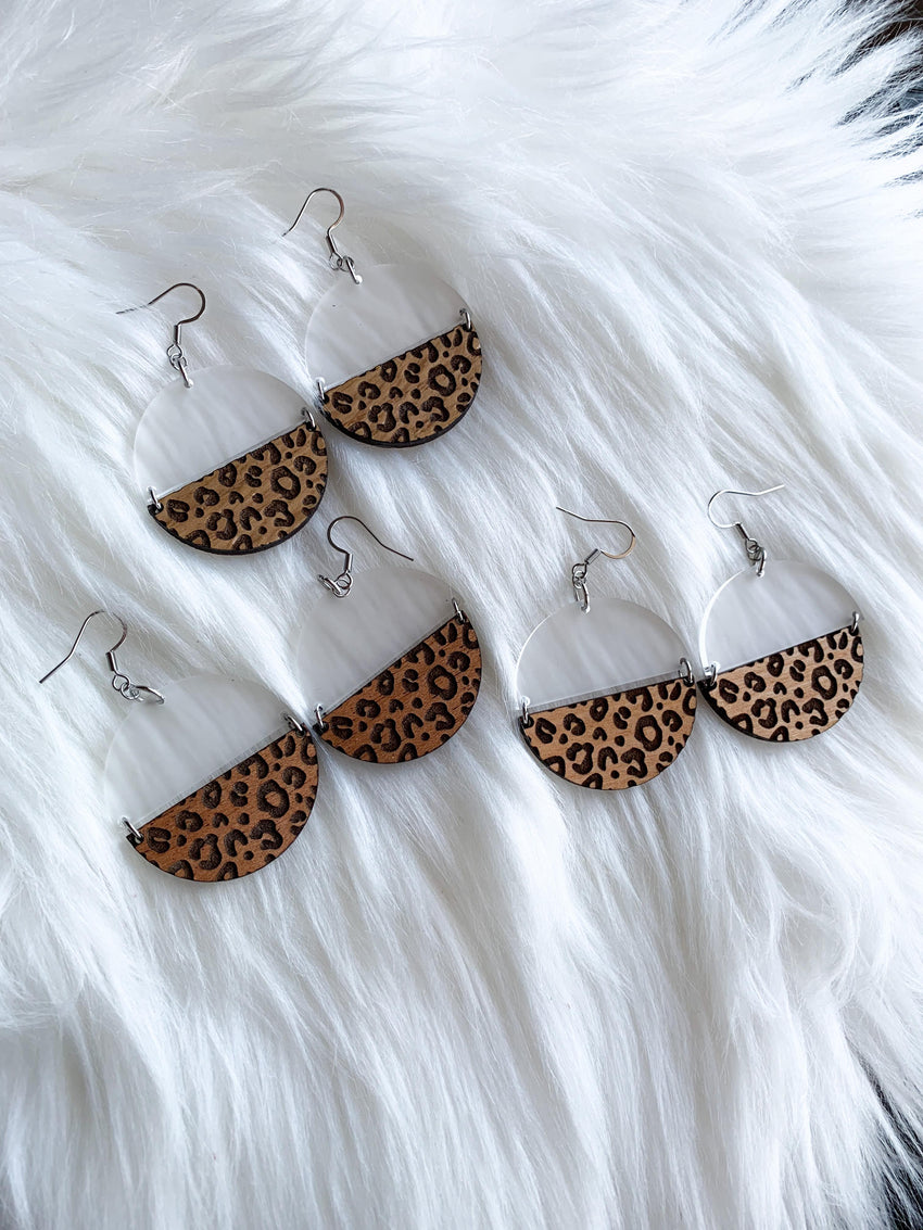 Engraved Leopard Print (Small Print) - Stacked Circle Dangles
