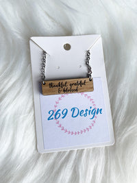 Thankful, Grateful, Blessed Bar Necklace