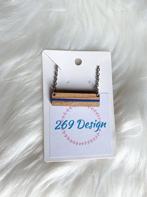 Thin Blue Line Bar Necklace