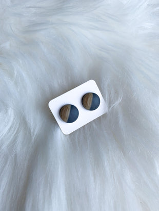 Wood Dome Studs - Navy Blue