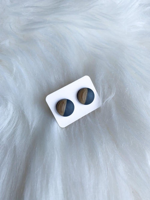 Wood Dome Studs - Navy Blue